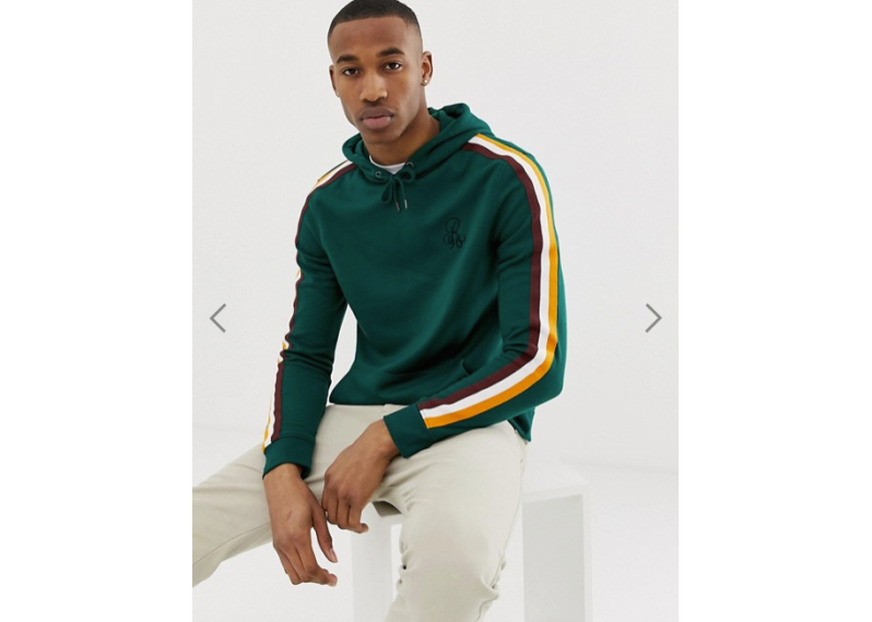 River Island hoodie with regal tape design in green